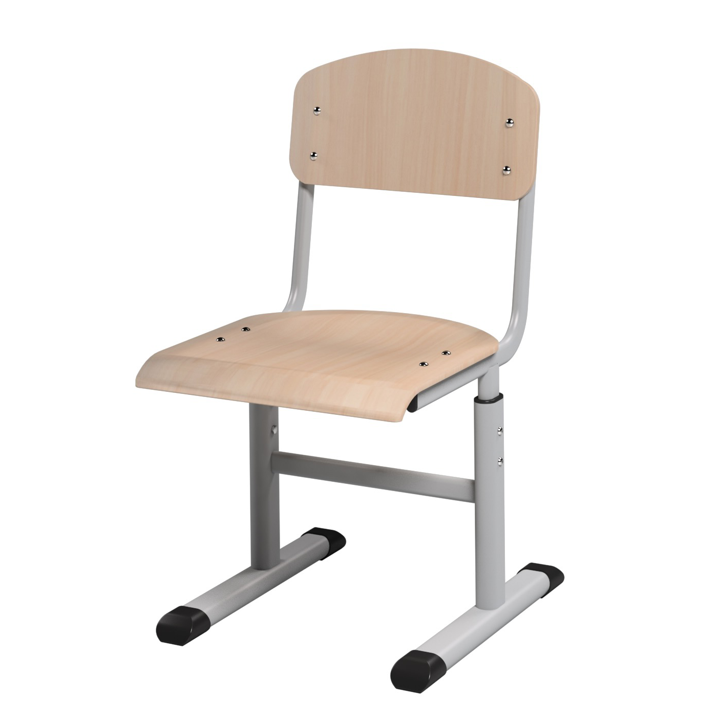 Стілець Т-подібний з анатомічним сидінням на плоскоовальній трубі, регулюєтся на ростові групи №4-7, АЛМАНТ, 391х485х740-860 мм.